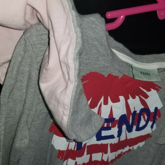 FENDI Kids Ruffle Sleeve Graphic Dress Gray Size 8 | Designer Luxury Girls 8Y - Picture 15 of 15